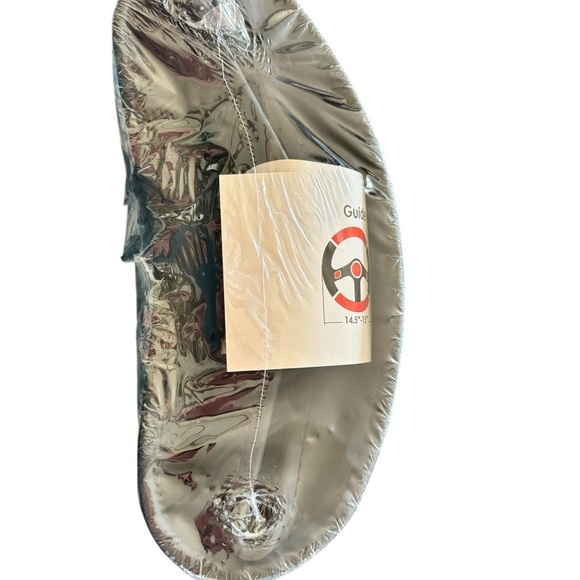 Leather & Microfiber Auto & Truck Steering Wheel Cover Black/White Standard Size - Picture 3 of 3